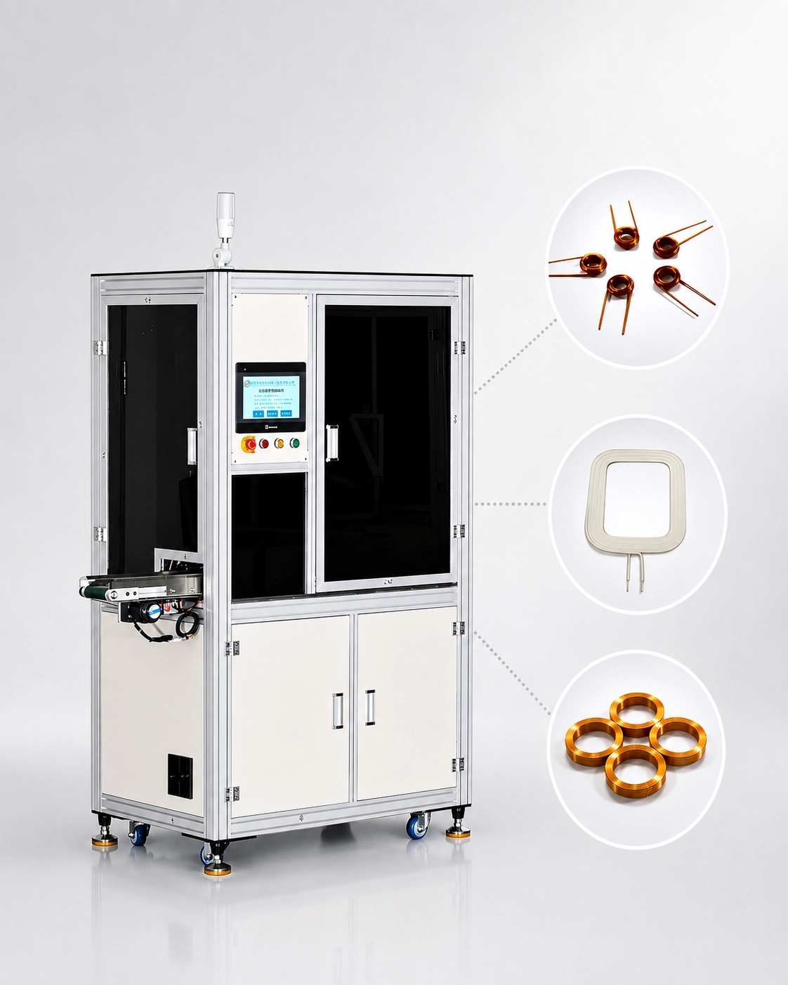 Automatic single-spindle winding machine with multiple air-core coil samples
