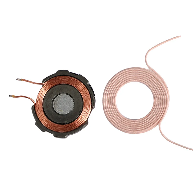 Rectangular custom wireless charging coil with fine lead wires.